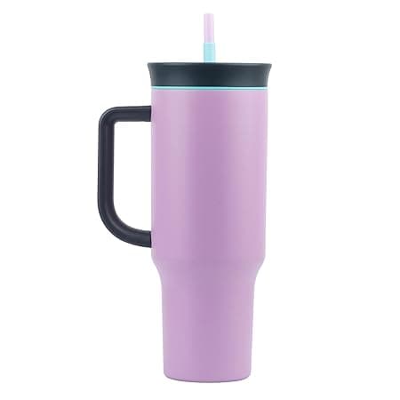 Tumbler with lid and Straw 1200ML Cup Stainless Steel Vacuum Insulated Tumbler for Water, Iced Tea or Coffee 1.2L Office Gym Travelling (Purple Black)