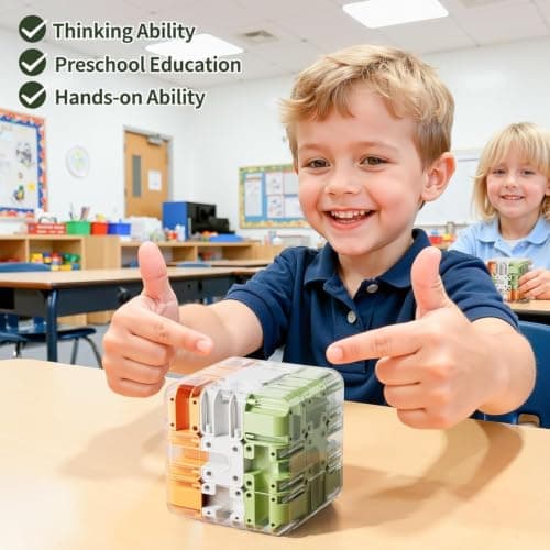 ATHA 3D Maze Puzzle Cube with Metal Ball Inside | Transparent Handheld Marble Run Brain Teaser Game for Kids & Adults | Focus Skill Development Educational Toy and Stress Relief Challenge (1 Psc) 2