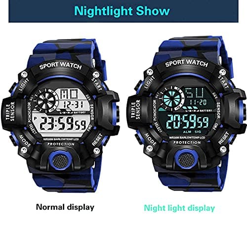 Acnos® Premium Brand - A Digital Watch Shockproof Multi-Functional Automatic Blue Color Army Strap Waterproof Digital Sports Watch for Men's Kids Watch for Boys for Men Pack of 1 2