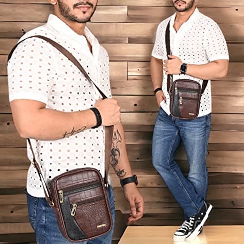 Pramadda Pure Luxury Stylish Vegan Leather Sling Messenger Bag For Men | Special Rakhi Rakshabandhan Gift For Brother | Rakhi For Brother Combo Gift Set. 2