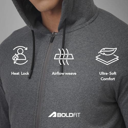 Boldfit Hoodies for Men Full Zipper Jacket for Men & Boys Fleece Hoodie for Man Winter Jackets Thermal Insulation Mens Jacket Zipper WinterWear Hoodies for Boys Winter Anthra M 5