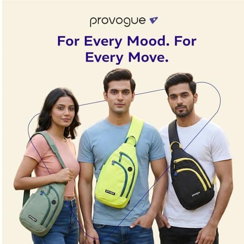 Provogue Bolt Crossbody Bag for Men and Women, Sling Bag, Small Backpack, Multi-pocket Bag for Travel, Chest Bag with 8" Tab Pocket, One Side Shoulder Bag, Glow Lime 2