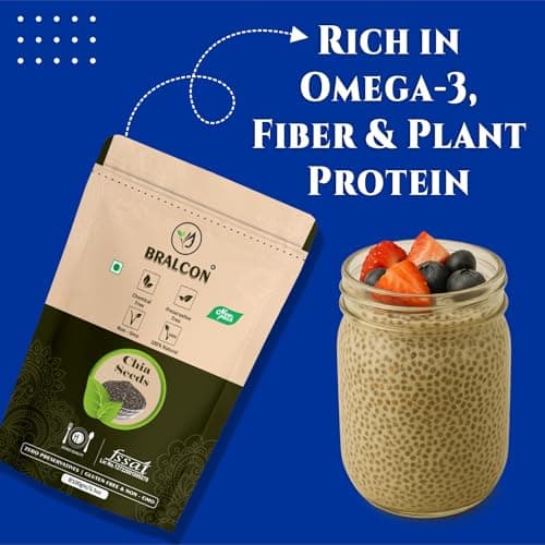 BRALCON Raw Unroasted Pure & Natural Chia Seeds - 100gm | Chia Seeds for Eating with Omega 3 and Rich in Fiber, Calcium & Protein | Antioxidant | Healthy Superfood 2