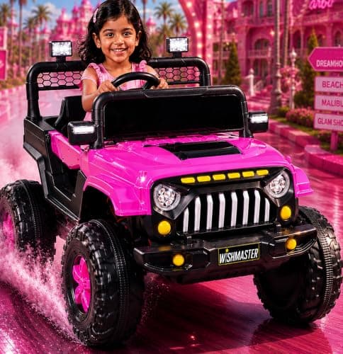 Wishmaster Electric Ride-On Car for Kids – Big Wheels, Single Seat, Music & LED Lights | Off-Road Adventure Jeep| Kids Driving EV Cars | 6 Month Warranty | Baby Cars