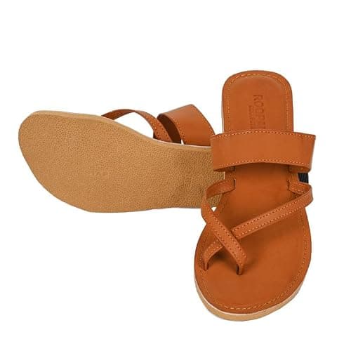 RYAG Women Girls Kolhapuri Handmade Lightweight Ethnic Casual Slipper, Chappal UK-7 Brown 4