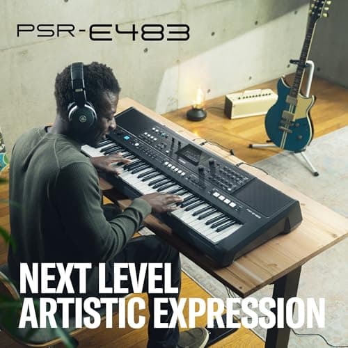 Yamaha PSR-E483 61-Key Portable Keyboard, Lightweight Design, Built-in Voices & Styles, USB Connectivity, Touch Response Keys, Ideal for Beginners, Students, Learning & Home Practice 2