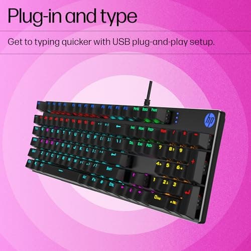 HP GK400F Mechanical Gaming Keyboard,dust & Spill Resistant,RGB Backlit Keys,Metal Panel,Full-Sized Keyboard Design 3