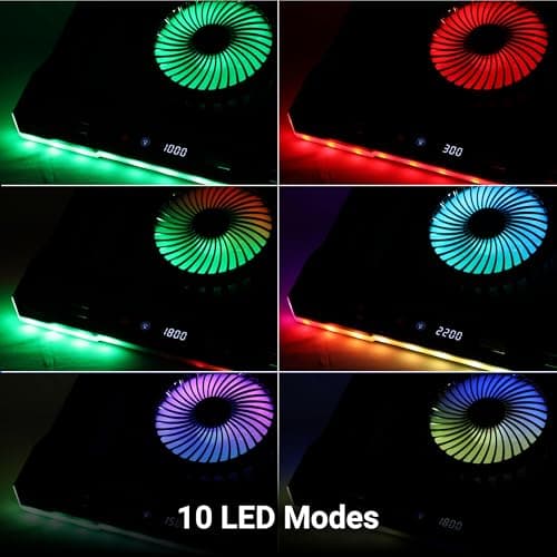 ZEBRONICS NC9200, Laptop Cooling Pad, 140mm RGB LED Fan, Upto 19 inch Laptop, Dual USB Port, Magnetic Foam Cushioning, Detachable Mobile Holder, Fan Speed Controller, High Speed, 10 RGB LED Modes 5