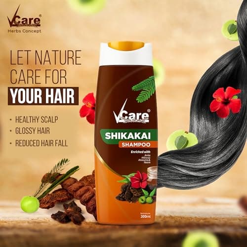 VCare Shikakai Shampoo with Goodness of Aloe Vera & Neem, Amla, Hibiscus, Shikakai For Strong & Healthy Hair, For Men And Women - 200ml (Pack Of 3) 2