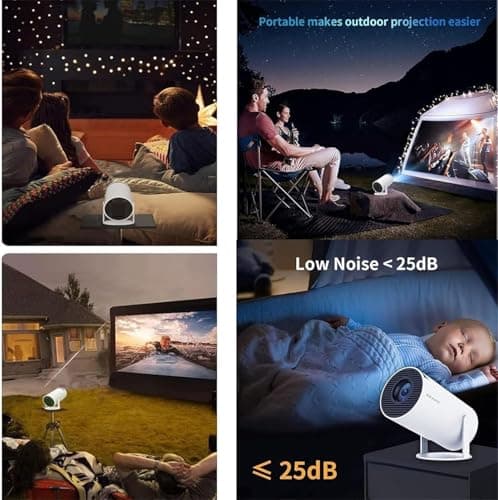 Portable Mini Projector, 4K 1080P Full HD Projector, Support Video Projector, WiFi 5G BT 5.0, Cinema Projector 180° Can Be Rotated, Android 11, Compatible with TV Stick for Adult's, Home Cinema, Compa 5