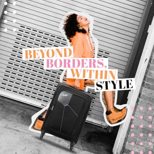 Skybags Large Rubik 79 cms Check-in Polyester Soft Sided 4 Wheels 360 Degree Rotation Luggage/Suitcase/Trolley Bag- Black 2