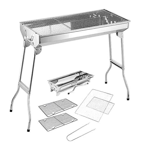 Olpad Charcoal Grill Folding Barbecue 47cm Stainless Steel Portable Lightweight BBQ Grill