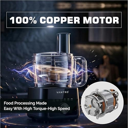 VANTRO 1000W Food Processor with 2L Bowl – Multi-Purpose Kitchen Appliance for Chopping, Slicing, Dough Kneading & Grinding | Powerful Motor, Easy Clean Design 2