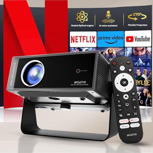 WZATCO Yuva Blaze Plus, Netflix Certified, Smart Home Projector 4k Ultra HD, Native 1080P Fully Automatic, 1000 ANSI, HDMI ARC, WiFi 6 & BT, Screen Mirroring, Portable Room Cinema, 270° Rotate, Grey 2