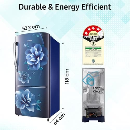 Samsung 183 L, 4 Star, Digital Inverter, Direct-Cool Single Door Refrigerator (RR20C1724CU/HL, Camellia Blue) 2
