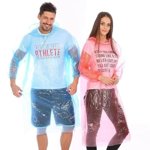 SMARAN Poncho Raincoat with Hood Water Resistant Rain Protection Rainsuit Reusable Raingear for Outdoor Traveling (Random Color, Pack of 4) 2