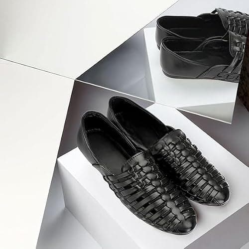FAXIAN Men's Black Synthetic Slip_On Comfortable/Attractive & Ethnic Nagra Juttis & Mojaris 07 (UK/India) (2015) 5