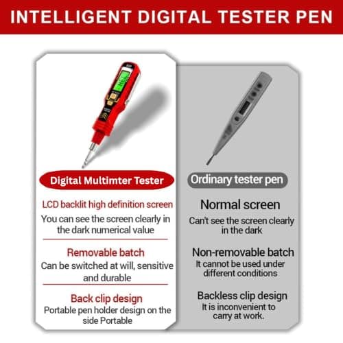 XEWOi Digital Multimeter Tester, 2-in-1 Voltage Tester Pen with LCD Display, Non-Contact AC 450V Electrical Tester with Dual Head & Slotted Screwdriver, LED Light, Buzzer Alarm (Battery Not Included) 5