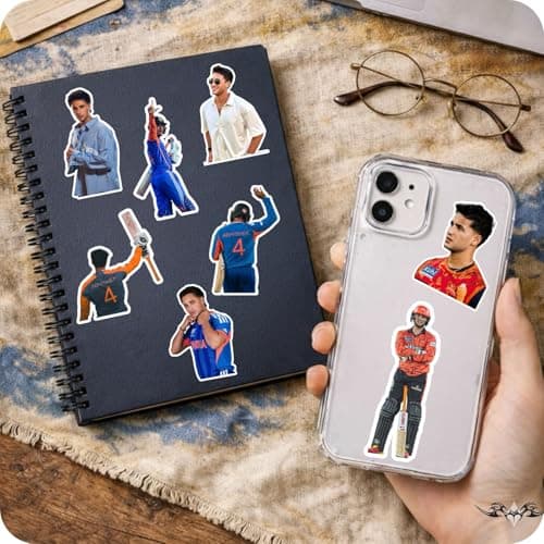 Abhishek Sharma Stickers Pack (25 Pieces) – Cricket Vinyl Stickers for Laptop, Mobile, Water Bottle, Helmet | Waterproof & Durable | Gifts for Cricket Fans | Abhishek Sharma Merch 2