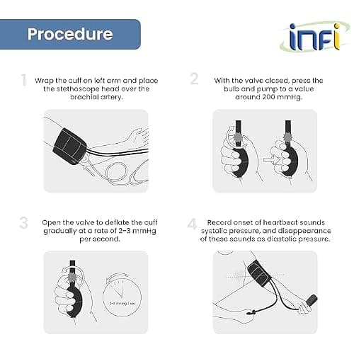Infi Aneroid Dial Type Sphygmomanometer Blood Pressure Monitor | BP Apparatus Manual | Manual Blood Pressure Machine| For Precise Measurements | Readable and Clear Dial | 1 Year Warranty | Latex Free  4
