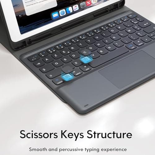 BESTOR Wireless Bluetooth Touchpad Keyboard with Pencil Holder for 7th 8th 9th Gen Bluetooth Laptop-Size Tablet Keyboard Compatible with iPad, Laptop, Tablet (Black) 3
