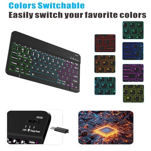 Case Keyboard for 10.9inch Samsung Galaxy Tab A9+ Plus 2023/A11+ Plus 2025,Includes Mouse and 7 Color Rainbow Backlight Magnetic Keyboard,Premium PU Leather Cover with Auto Sleep/Wake,Midnight Green 3