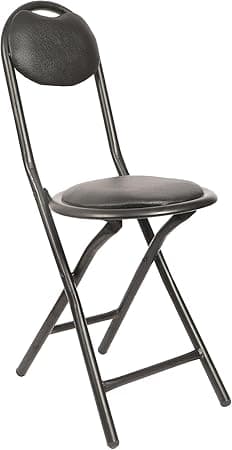 Metal Strong Heavy Duty Folding Chair with Height for Kitchen/Shop Counter/Bar/Office/Padded Black Folding Round Stool Chair (1 pc)