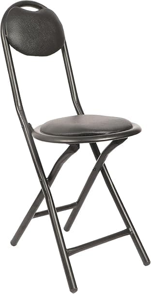 Metal Strong Heavy Duty Folding Chair with Height for Kitchen/Shop Counter/Bar/Office/Padded Black Folding Round Stool Chair (1 pc)