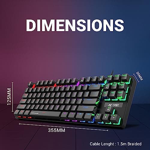 Ant Esports Gaming Keyboard MK1000 TKL Mechanical Multicolor LED Backlit Wired -Black with Outemu RED Switch 3