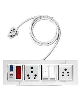Electric Extension Board with mcb,Indicator, 2 Socket, 2 Switch 6A 16A - 4500W Protected Power Strip 1.5MM 3 Core Cable Office, Home, Fridge, Cooler,Microwave,Gadgets, AC, EV Charging 240V