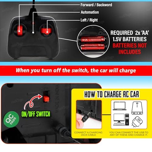 Zest 4 Toyz Remote Control Car RC Jeep Car Toy for Kids | Light and Sound | Durable Build and USB Charger | 2 WD | High Speed Rechargeable RC Car Off-Road Vehicle for Boys and Girls - Red 5