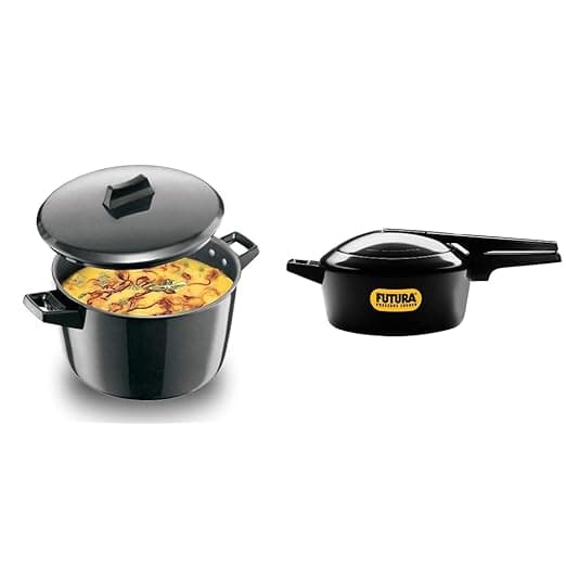 Hawkins Futura Hard Anodised Cook-N-Serve Bowl, 5 litres, Black & Futura Hard Anodised Pressure Cooker, 4 Litre