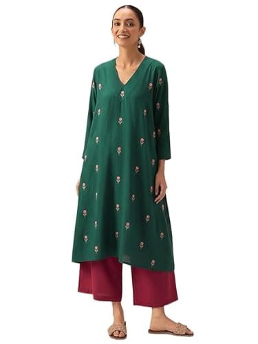 ANNI DESIGNER Women's Rayon Viscose A-Line Printed Co-Ord Set with Palazzo | Kurta Set for Women | A-Line Kurti Co-Ord Set | Printed Kurti Palazzo | Women Kurta Set