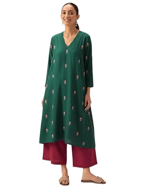 ANNI DESIGNER Women's Rayon Viscose A-Line Printed Co-Ord Set with Palazzo | Kurta Set for Women | A-Line Kurti Co-Ord Set | Printed Kurti Palazzo | Women Kurta Set