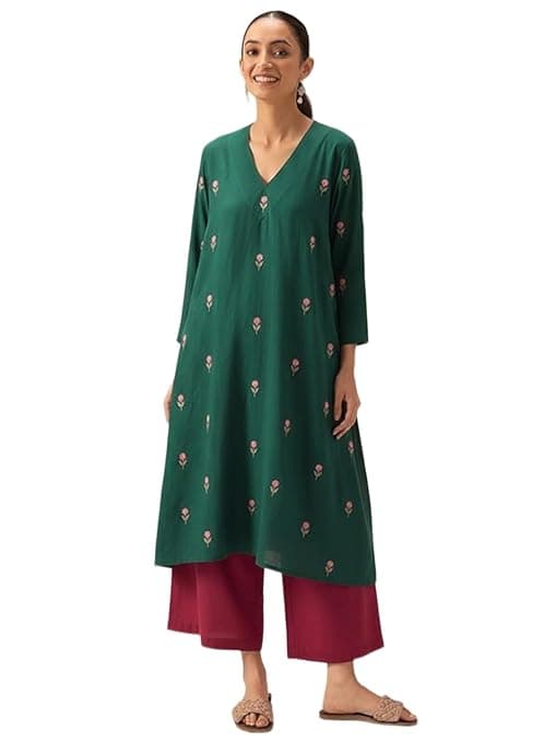 ANNI DESIGNER Women's Rayon Viscose A-Line Printed Co-Ord Set with Palazzo | Kurta Set for Women | A-Line Kurti Co-Ord Set | Printed Kurti Palazzo | Women Kurta Set