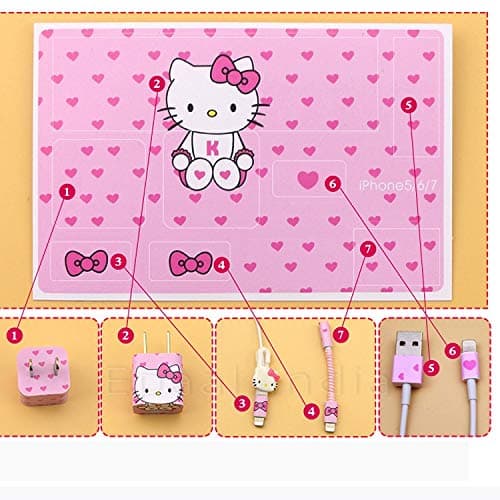 Epaal® 8-in-1 Spiral USB and Earphone Cable Protectors Winder, Sticker, Clips, Organizer Clip (Kitty Pink) 4