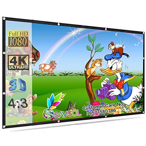 Savsol® Eyelet Screen (10 ft. (W) x 8 ft. (H) - 150" Inch) Diagonal Anti-Crease Projection Screen for Home Theater 4:03 Aspect Ratio