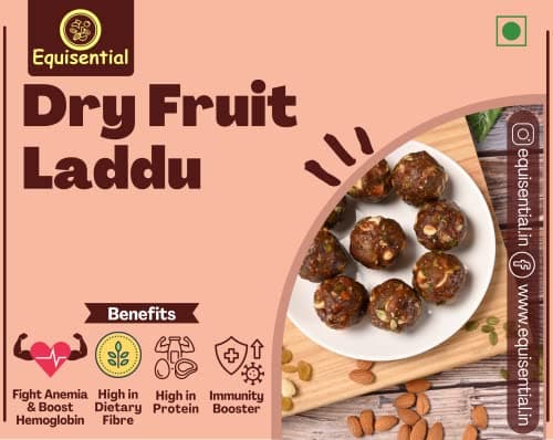Equisential – Dry Fruit Laddoo | Purely Made with Mixed Dry Fruits and Nuts | No Sugar | No Jaggery | In Dates | 300GM | 3
