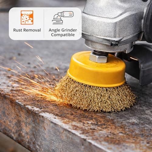 Steel Wire Cup Brush for Angle Grinder, Rust Removal and Metal Polishing, Heavy Duty Surface Cleaning Tool 5