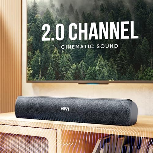 Mivi Fort Q18 Soundbar with 18W Bluetooth Speakers Soundbar, 2.0 Channel with 2 in-Built Full-Range Speakers, Multiple Input Modes, 6H Playtime, 2000mAh, Made in India Sound bar for TV 4