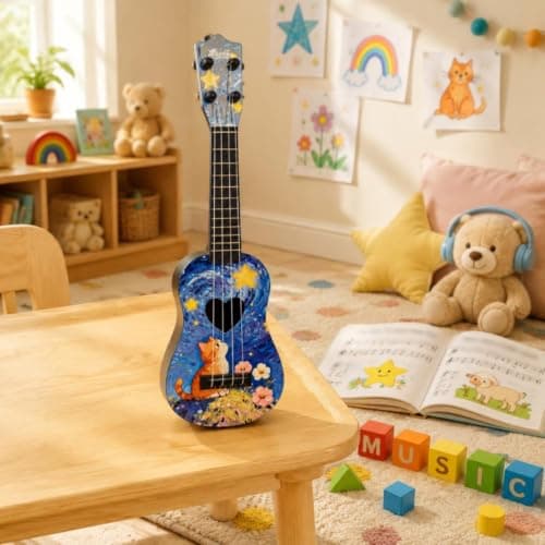 UJEAVETTE 42 Cm Ukulele Toy Playable Children's Ukulele Beginner Friendly Mini Guitar for Beginners, Playtime, Pattern 1 3