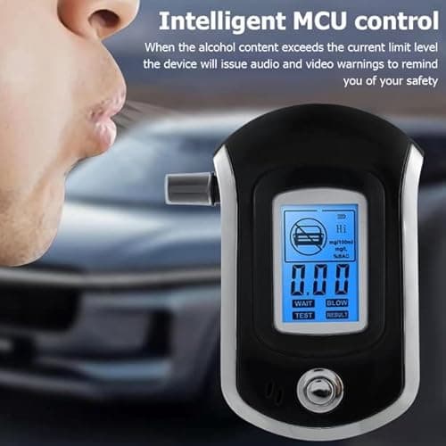 SIMMANS Professional LCD Display Police Alcohol Detector Digital Breath Alcohol Tester Breath Analyzer Auto Driving Safety Tool with 5 Mouthpiece 2