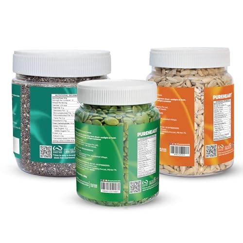 Pureheart Superfood Combo – Chia, Pumpkin & Sunflower Seeds (250gm Each) | Protein, Fibre & Omega-3 Rich | Heart Health, Immunity & Weight Management | Healthy Diet Snacks 3