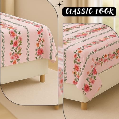 BSB HOME Flat Bedsheet for Single Bed with 1 Pillow Cover | Soft Touch Cotton | Comfortable & Durable | Size 90 x 60 Inch | Elegant Printed Bedding Set for Daily Use, Color - Pink Floral 2