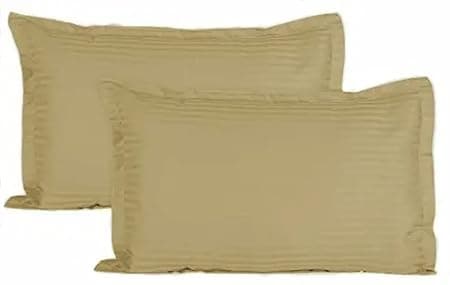 Trance Home Linen 200 TC 100% Cotton Standard Size 18x28 inch Satin Stripe Pillow Covers | Pillow Cases | Set of 2 Piece Pillow Covers only |Standard Size (Brown Grey, 18 X 28 inch)