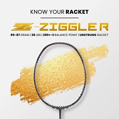 Apacs Z-Ziggler (Unstrung, 38 LBS Max Tension) 6.4mm Slim Shaft | Made in Vietnam | 100% Japanese Graphite Badminton Racket with Free Full Cover | G2-4 1/8 inches (Grey) 2