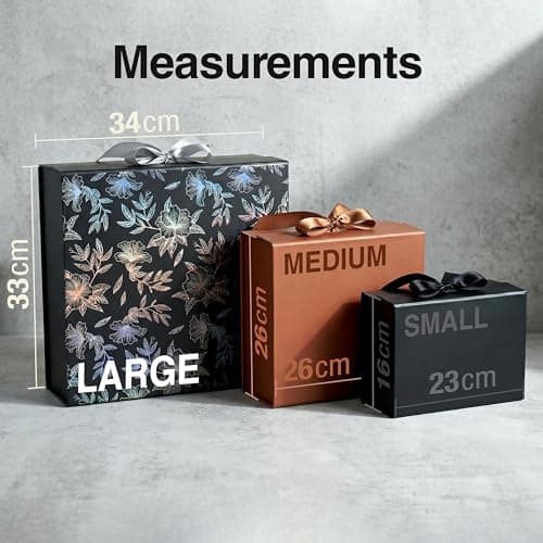 RBS®- LARGE Gift Box (34 x 33 x 10cm) Gift boxes for Packaging (1 Pack) Hamper Boxes for Gift Holds Upto 10 kg Gift Packing Box Gift Boxes for Gifting Hamper Box (L -Black Rainbow Floral) 2