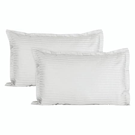 Trance Home Linen 200 TC 100% Cotton Small Size 17x25 inch Satin Stripe Pillow Covers | Pillow Cases | Set of 2 Piece Pillow Covers only |Small Size (White, 17 X 25 inch)