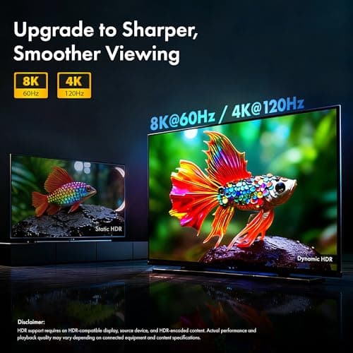 LED HDMI Cable V2.1 with Ethernet, Wozoyo 8k@60Hz,4K@120Hz UHD Resolution,3 Mtr braided, 48 Gbps transfer Ultra high Speed,HDR/HDR10/Dolby Vision,Dolby Atmos and DTS:X,Compatible with all HDMI Devices 3
