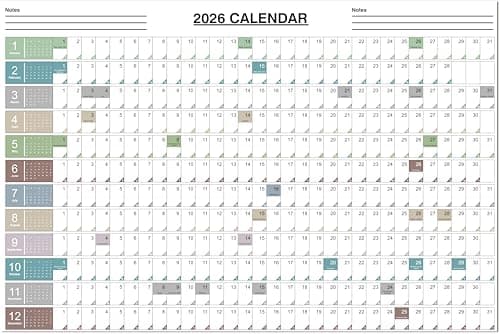 Accuprints 2026 Yearly Planner - Calendar in One Page, January - December, 20 x 30 inch, Thick Paper, Perfect for Keeping Track of Important Dates and Schedules-EASY to Write on it